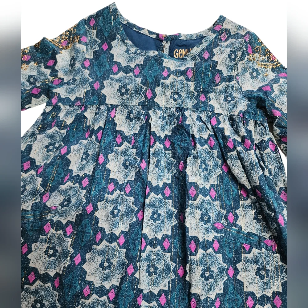 Genuine Kids from Oshkosh Floral Dress with Golden Accents Kids Girls Si…